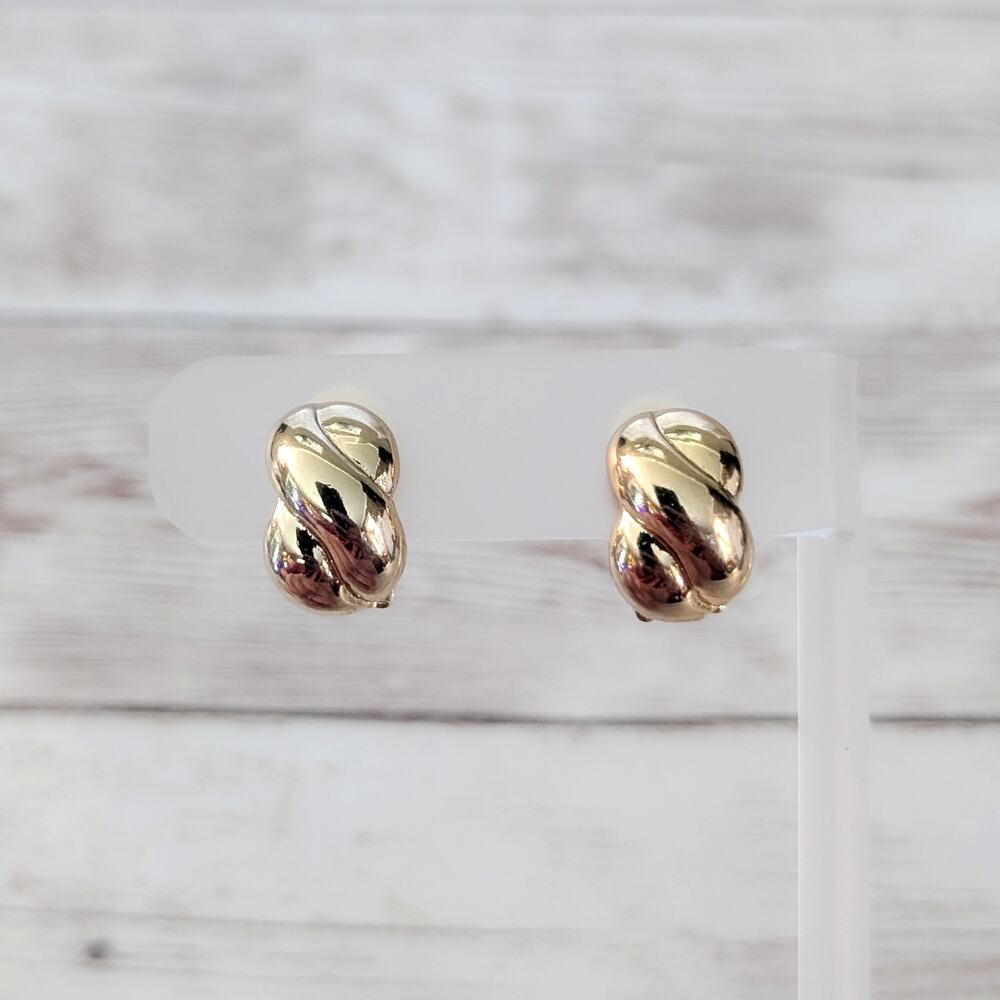 Vintage Clip On Earrings Chunky Statement Gold Tone Stylish